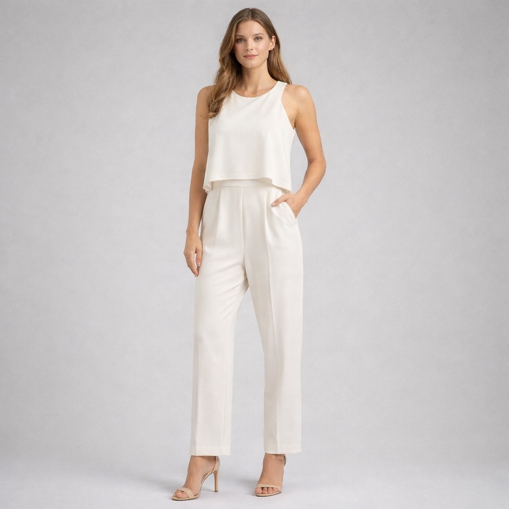 Trina Turk Ivory Bridal Jumpsuit Size 6 Civil Wedding Rehearsal Dinner Honeymoon